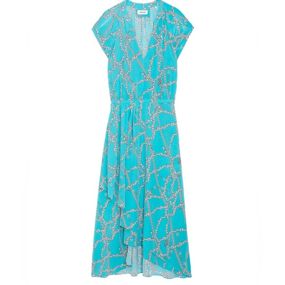 Zadig &Voltaire Elegant Turquoise Patterned Dress size Medium - Picture 5 of 15